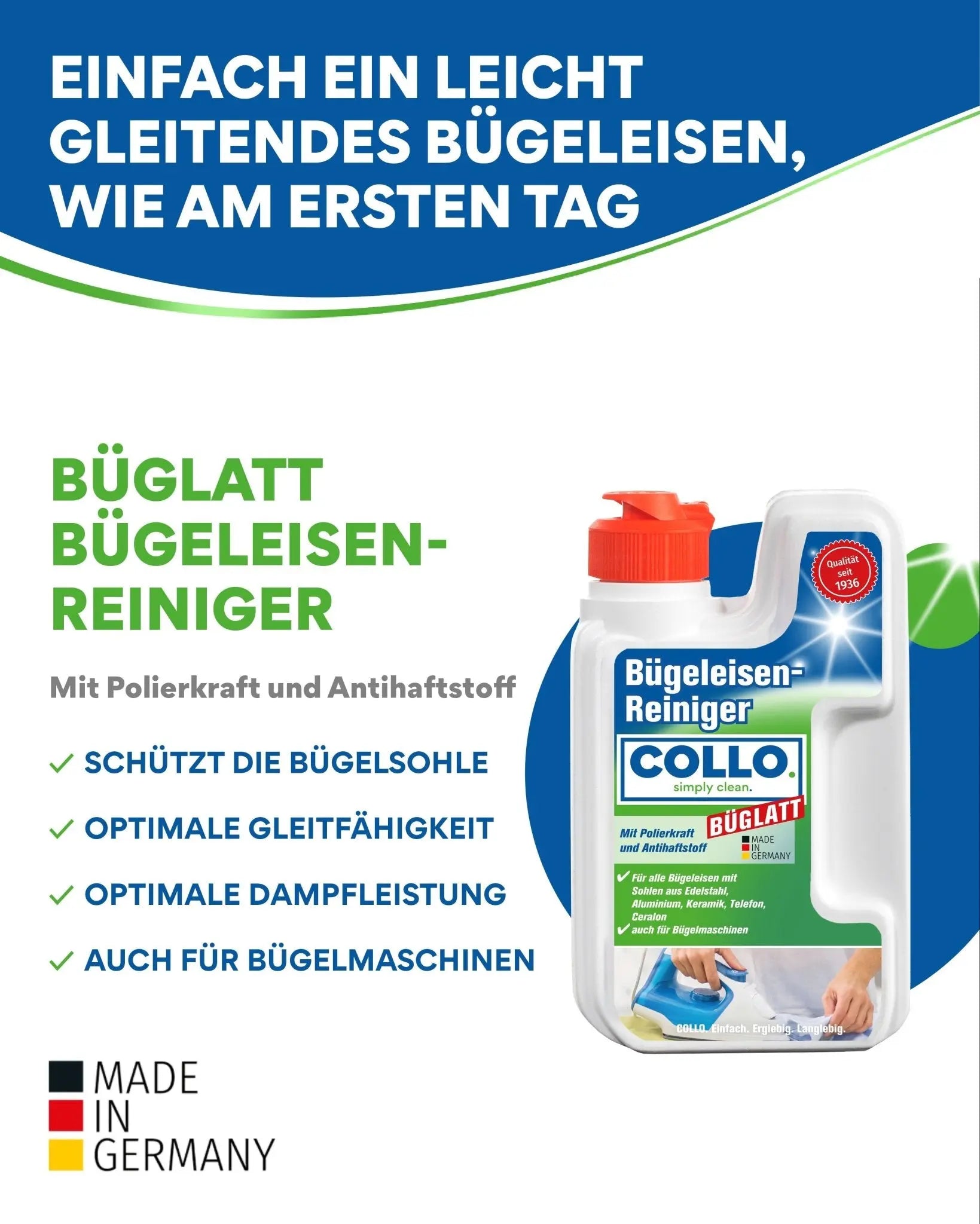 Büglatt Bügeleisen Reiniger: Wenn Bügelsohlen wieder tanzen lernen - 0001 - COLLO. simply clean.