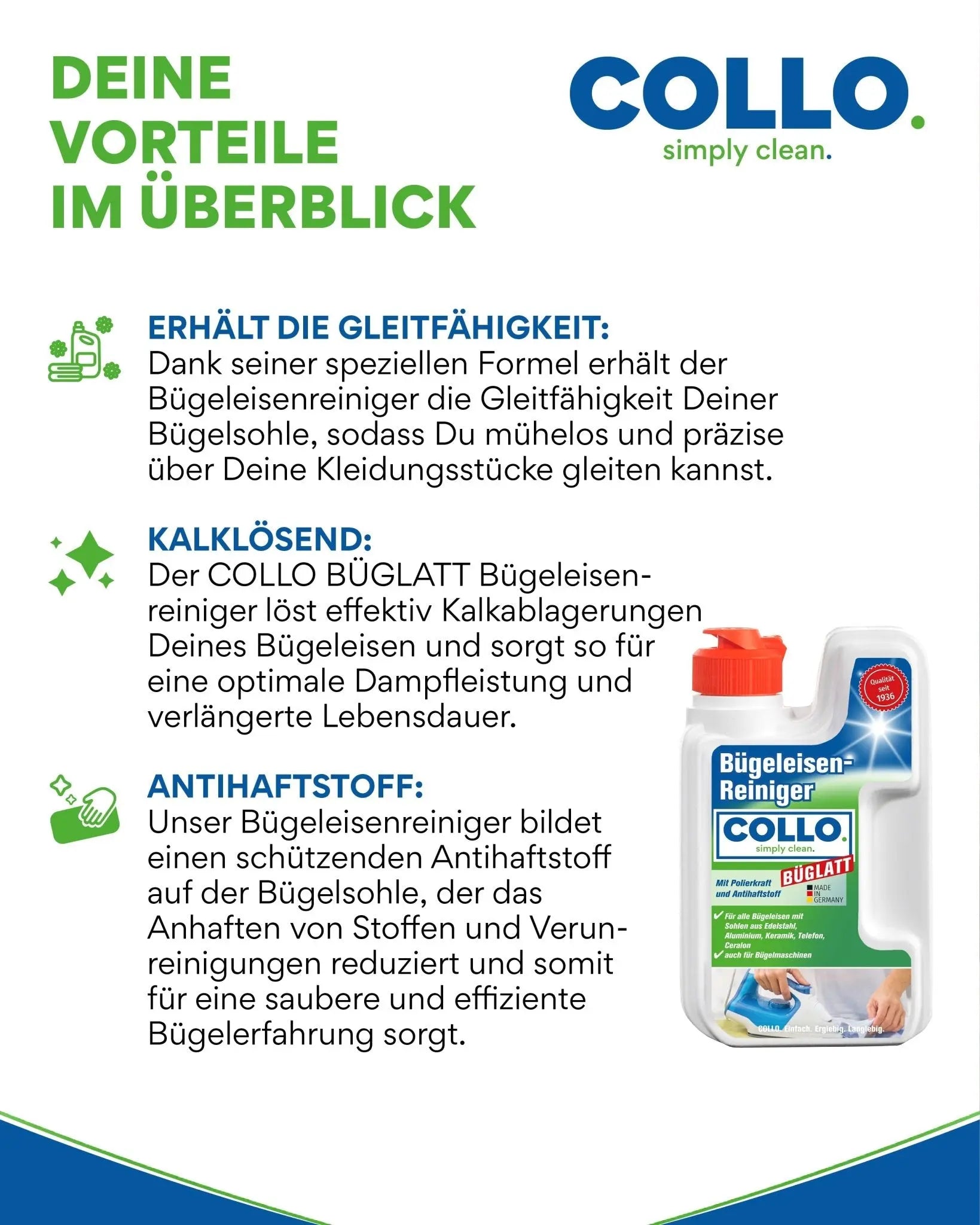 Büglatt Bügeleisen Reiniger: Wenn Bügelsohlen wieder tanzen lernen - 0001 - COLLO. simply clean.