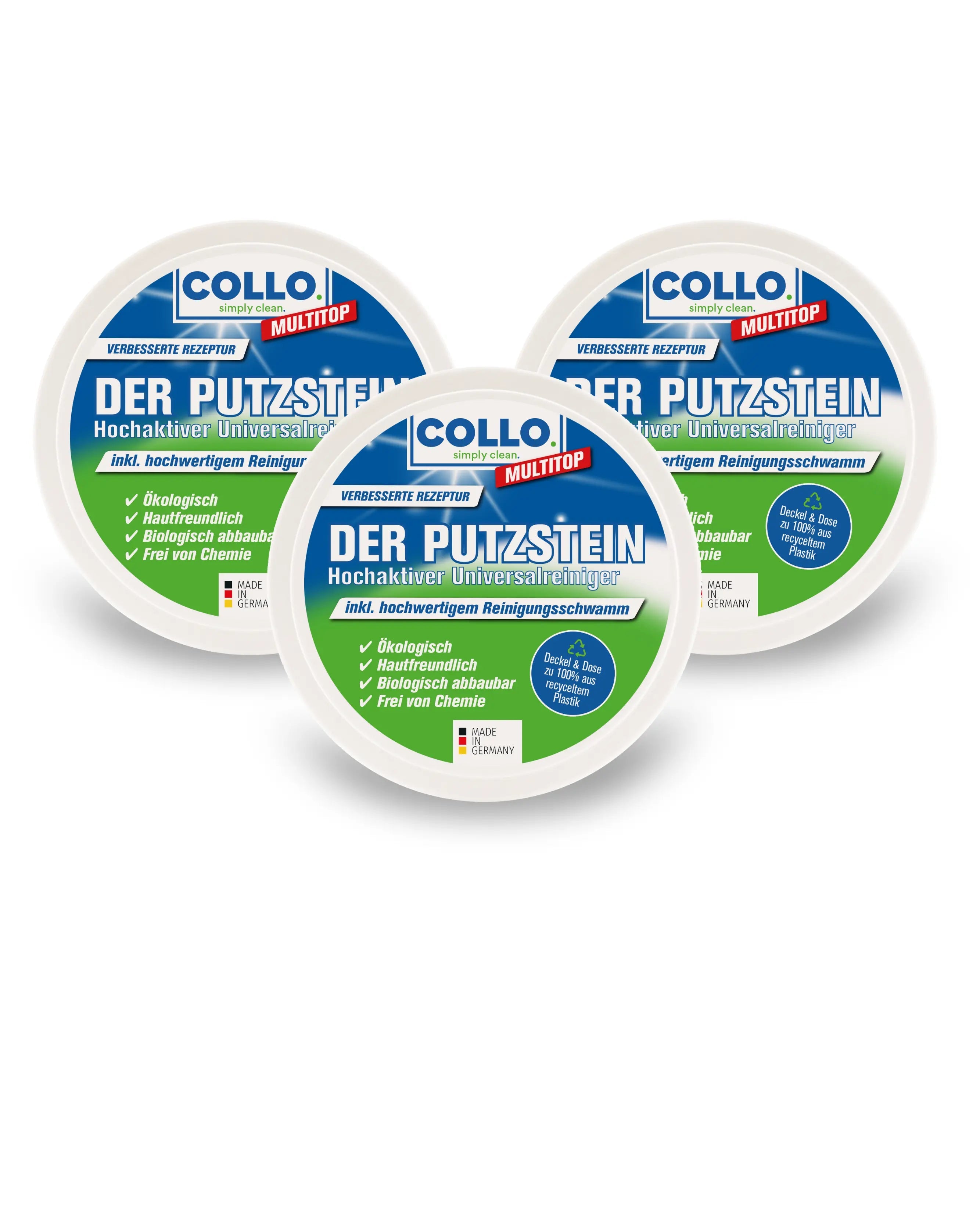 Vorteilsset: 3x Bio Putzstein - 0110.3 - entfernt Kalk am Wasserhahn, Urinstein am WC und Eingebranntes- COLLO. simply clean.