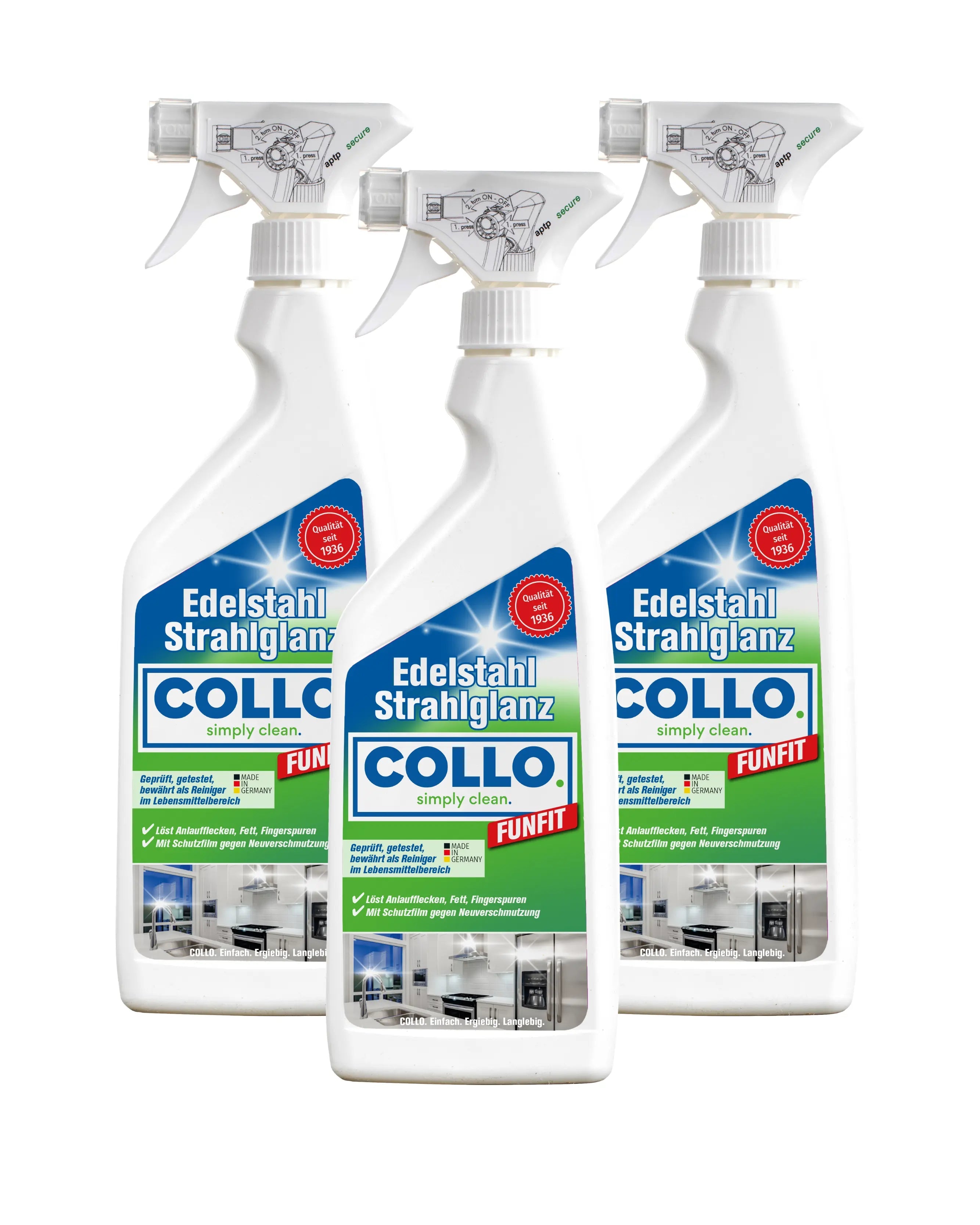 Vorteilsset: 3x Funfit - Edelstahlreiniger & - Pflege - 0067.3 - Edelstahl reinigen- COLLO. simply clean.
