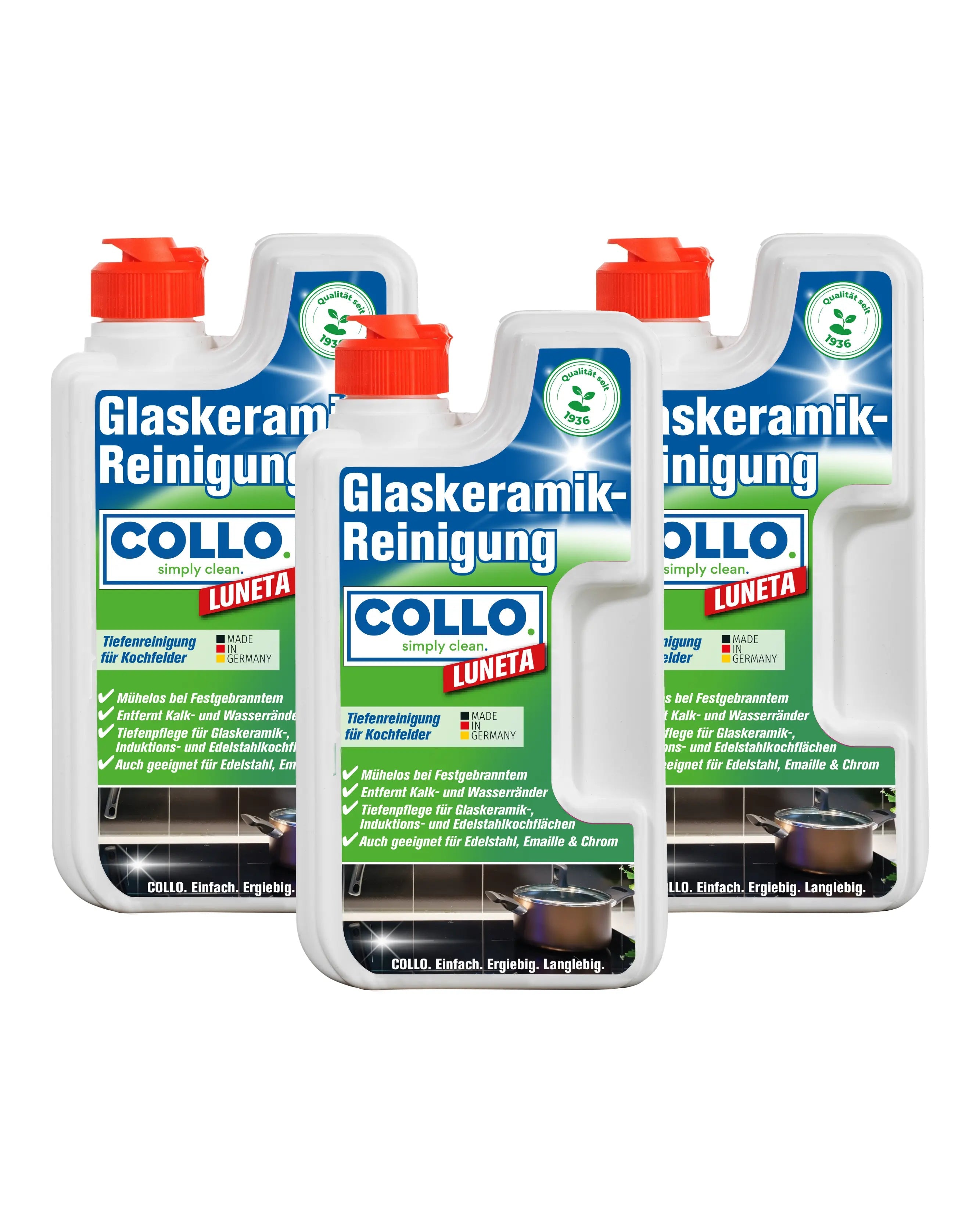 Vorteilsset: 3x Luneta - Glaskeramikreiniger  und Ceranfeldreiniger | Edelstahlpflege - 0065.3 - COLLO. simply clean.