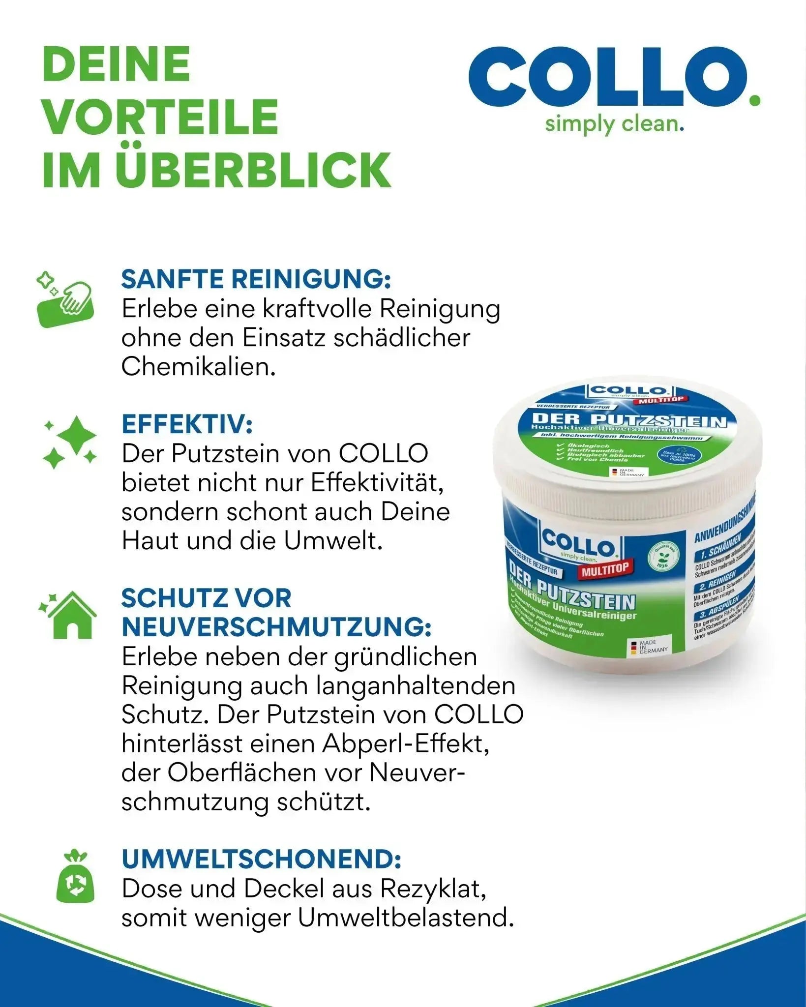 Vorteilsset: 5x Bio Putzstein - 0110.5 -entfernt Kalk am Wasserhahn, Urinstein am WC und Eingebranntes - COLLO. simply clean.