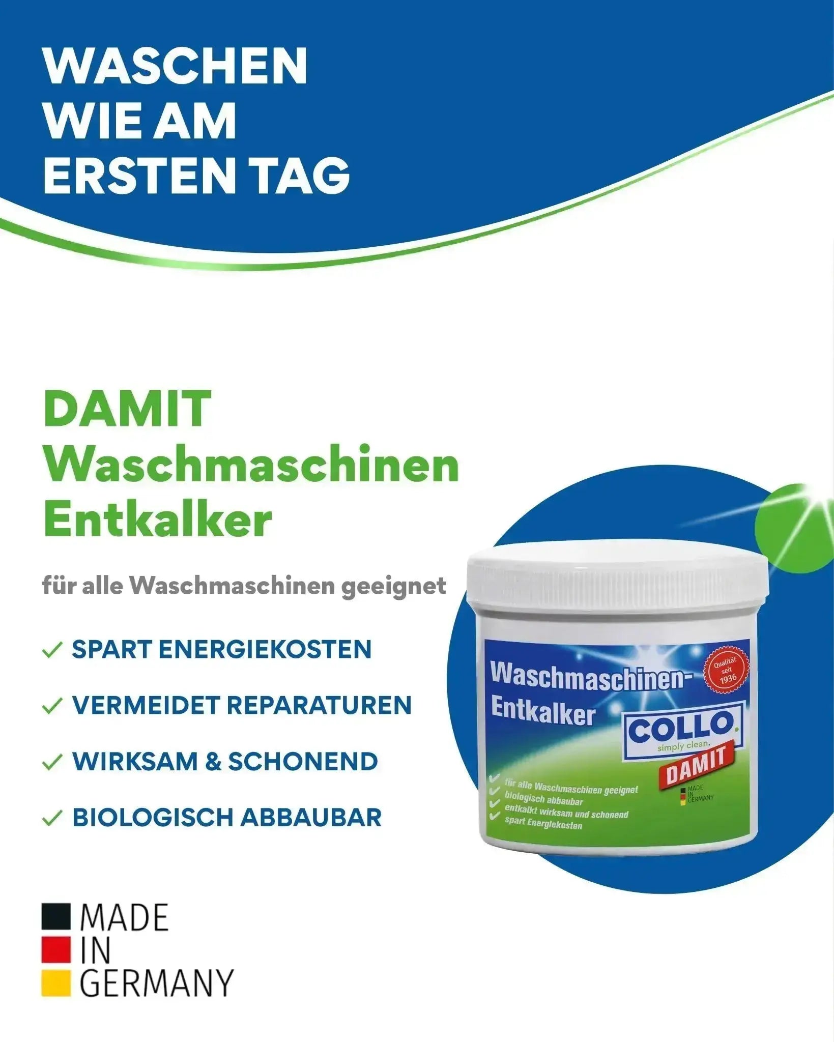 Vorteilsset: 5x Damit - Waschmaschinen Entkalker - Entkalker für die Waschmaschine - 0022 01.5 - COLLO. simply clean.
