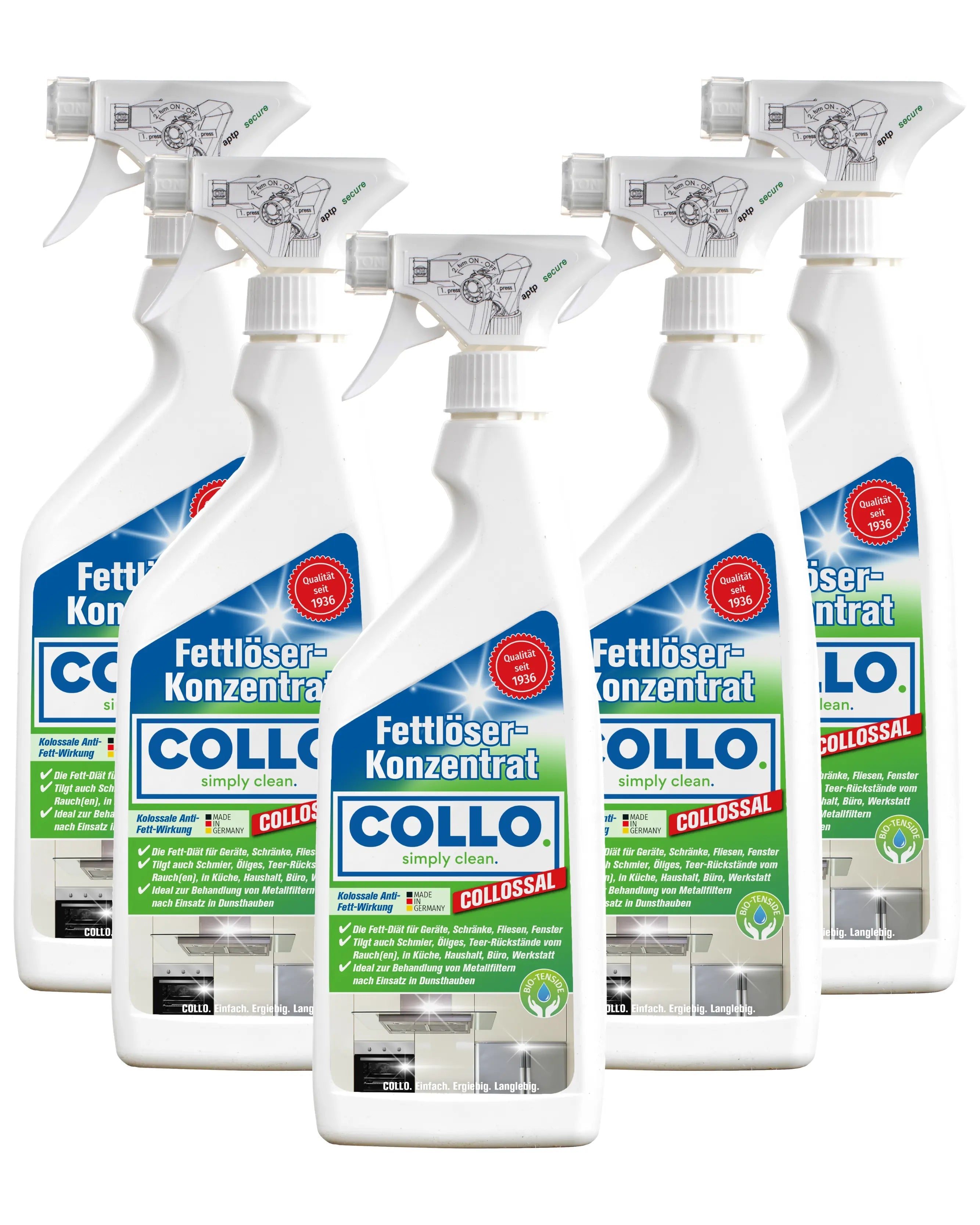 Vorteilsset: 5x Fettlöser für Küche, Gastronomie & Industrie - Fettreiniger für die Küche - 0010.5 - COLLO. simply clean.