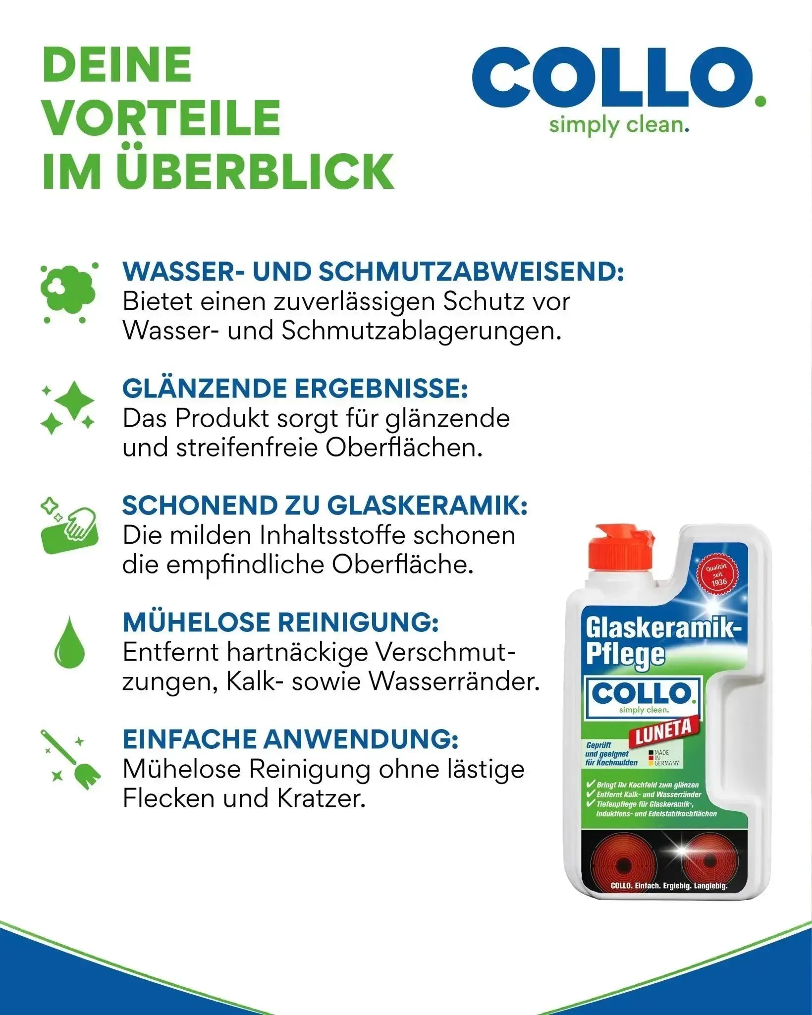 Vorteilsset: 5x Luneta - Glaskeramik - und Ceranfeldreiniger | Edelstahlpflege - 0065.5 - COLLO. simply clean.