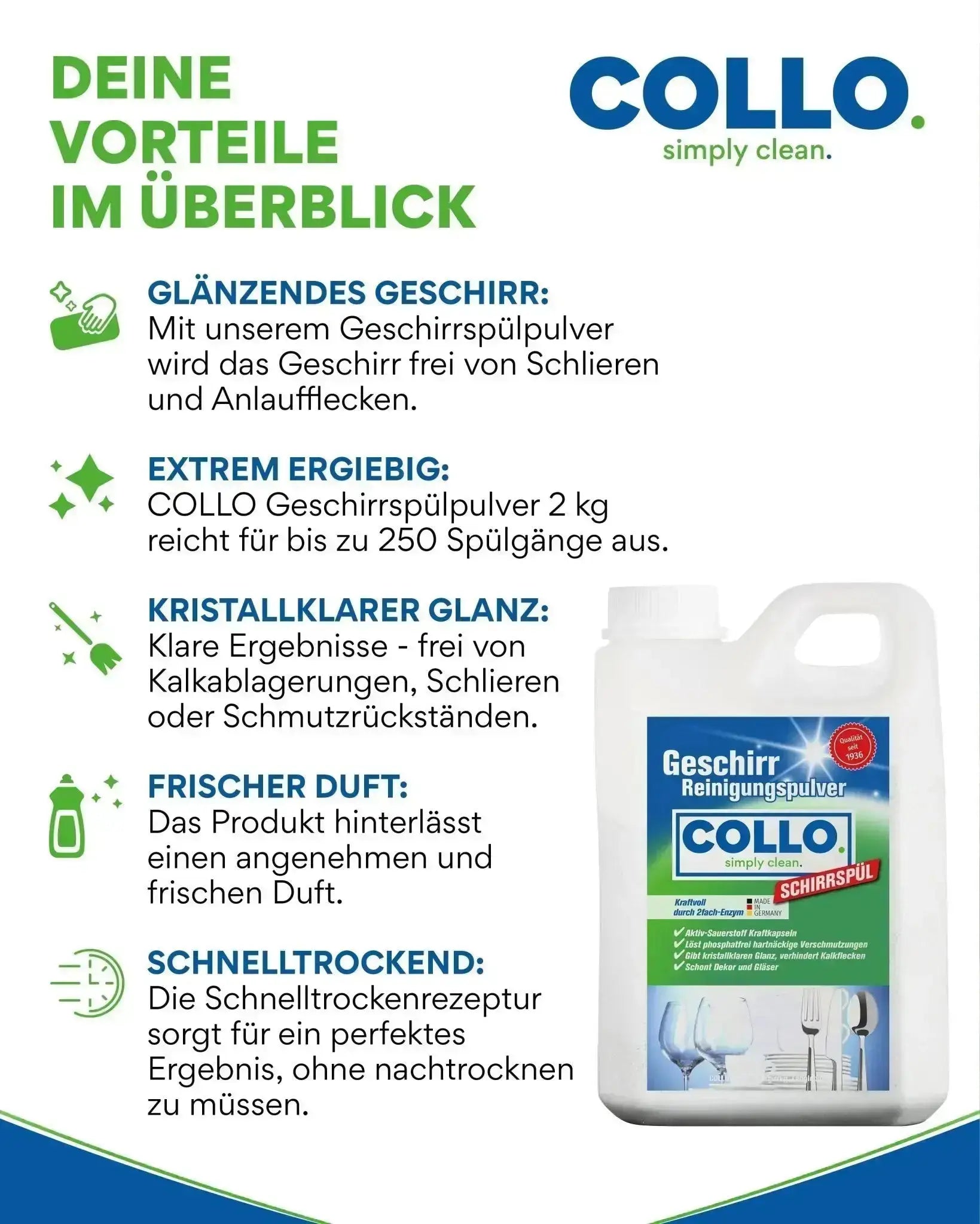 Vorteilsset: 5x Spülmaschinenpulver - 1 kg - 0093.5 - COLLO. simply clean.