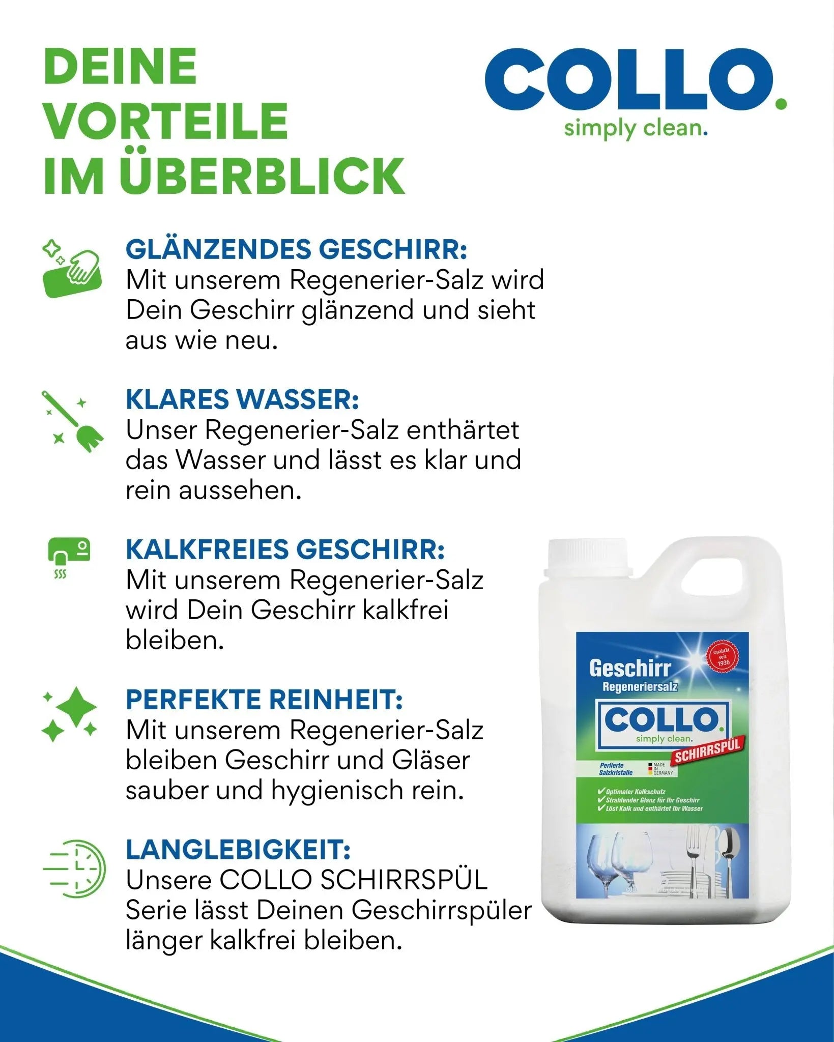 Vorteilsset: 5x Spülmaschinensalz - 2kg - 0094.5 - COLLO. simply clean.