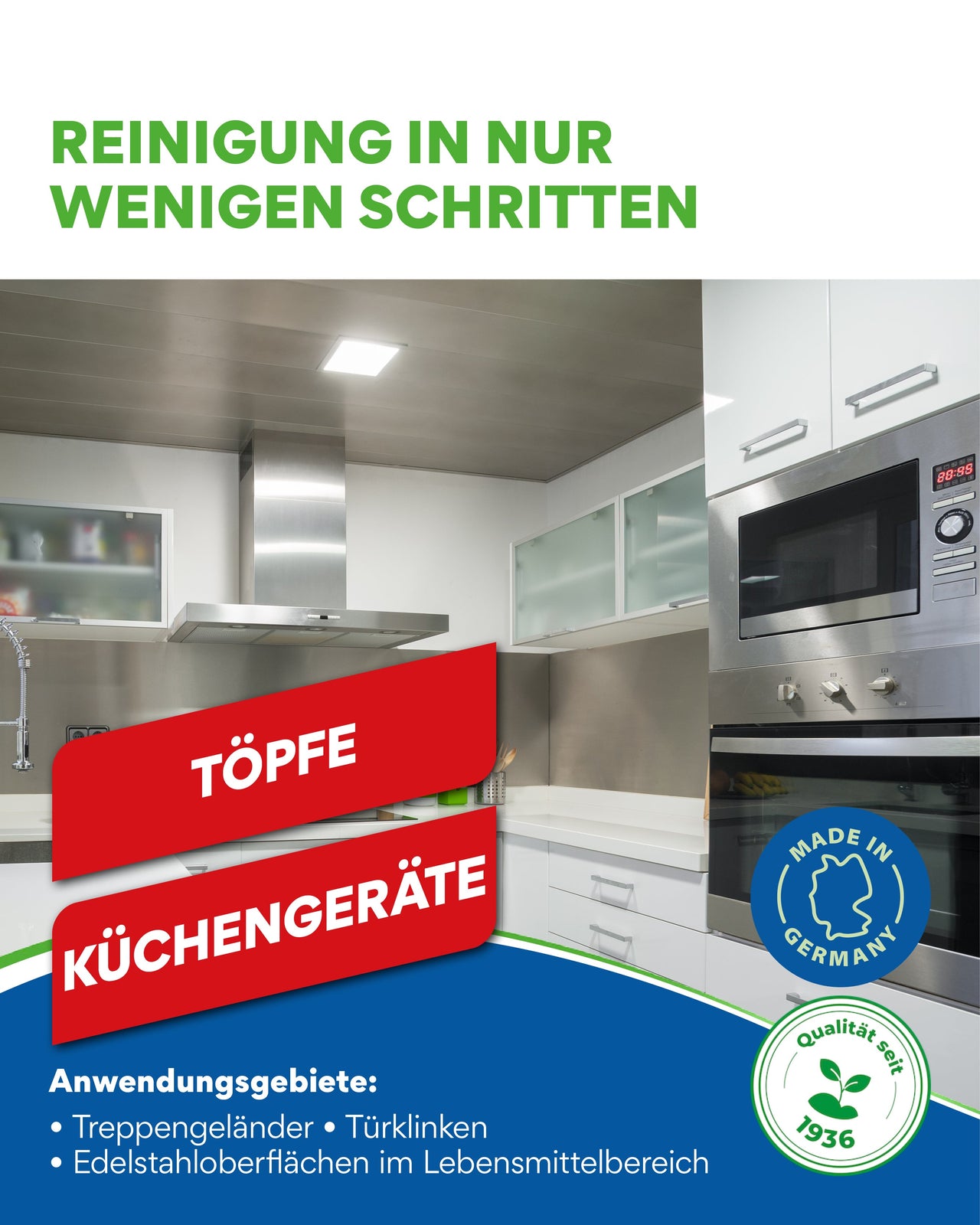 Edelstahlpflege für Haushalt und Gewerbe