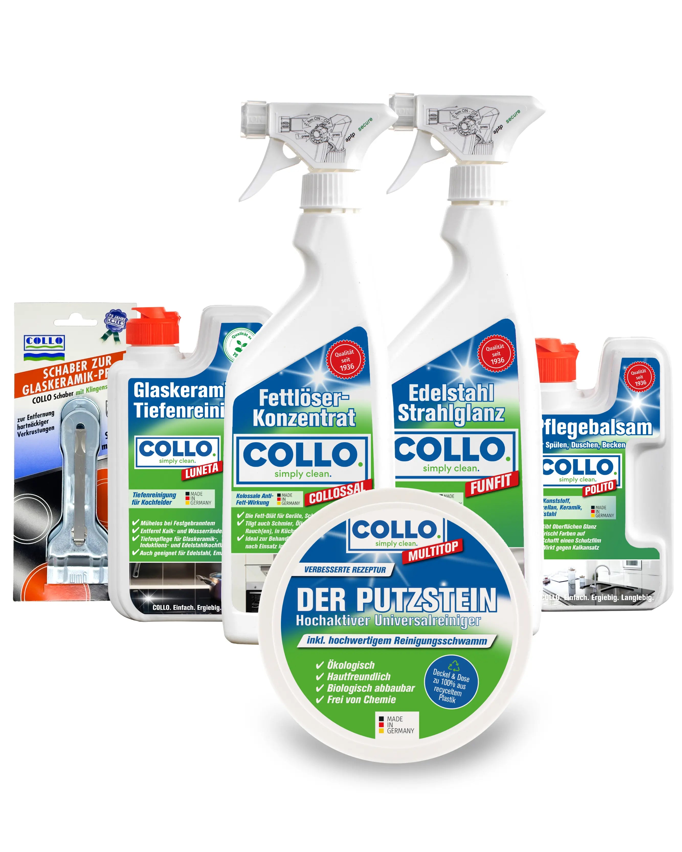 Starterpaket Küchenoberflächen – Das 6-teilige Profi-Set für Reinigung, Pflege & Glanz COLLO