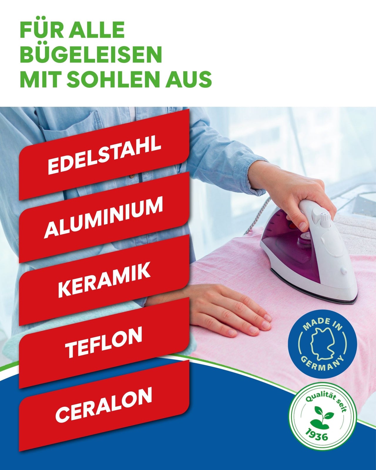 Antihaftschicht auf Bügelsohle durch BÜGLATT
