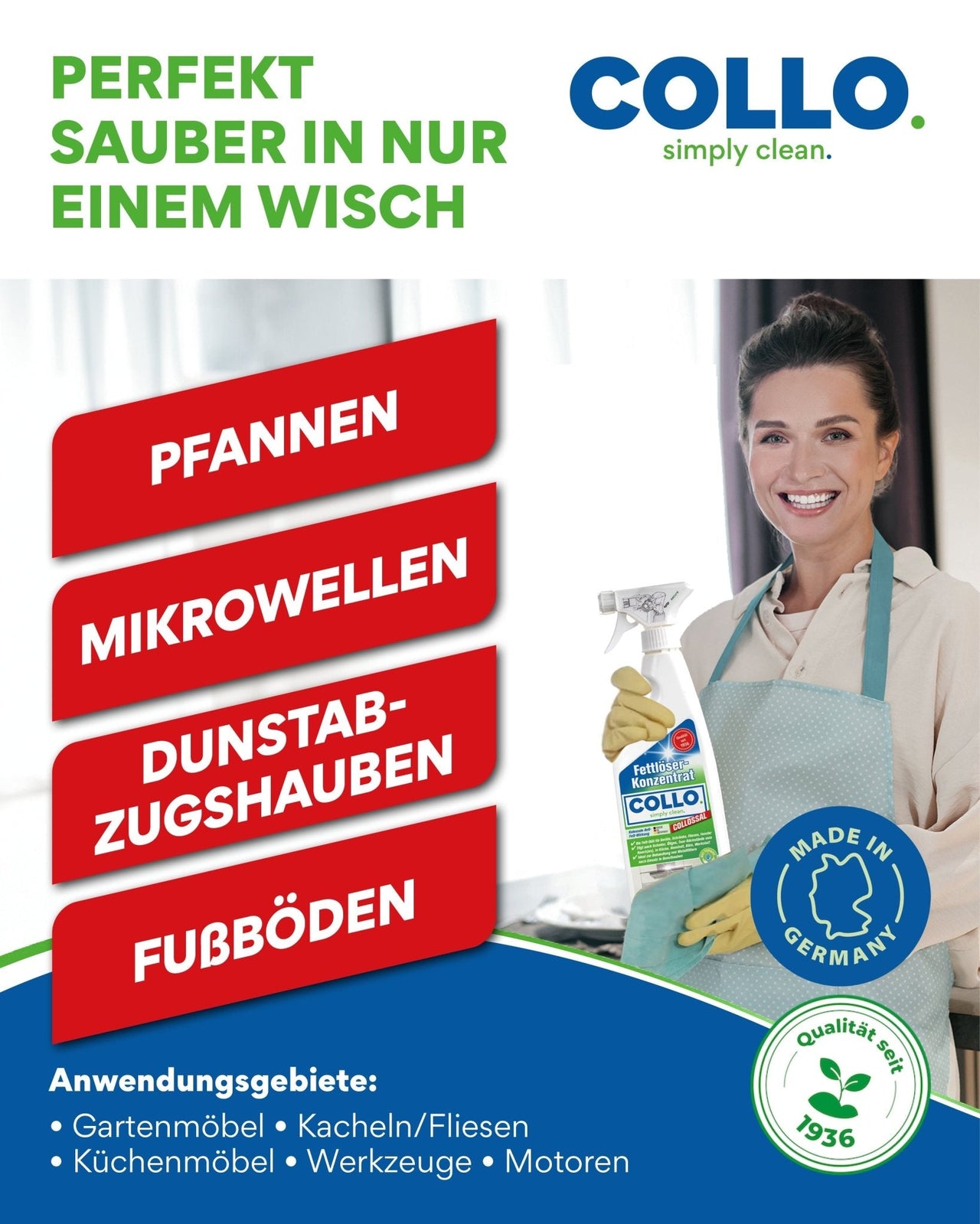 Küchenreiniger entfernt Fett von Dunstabzugshaube