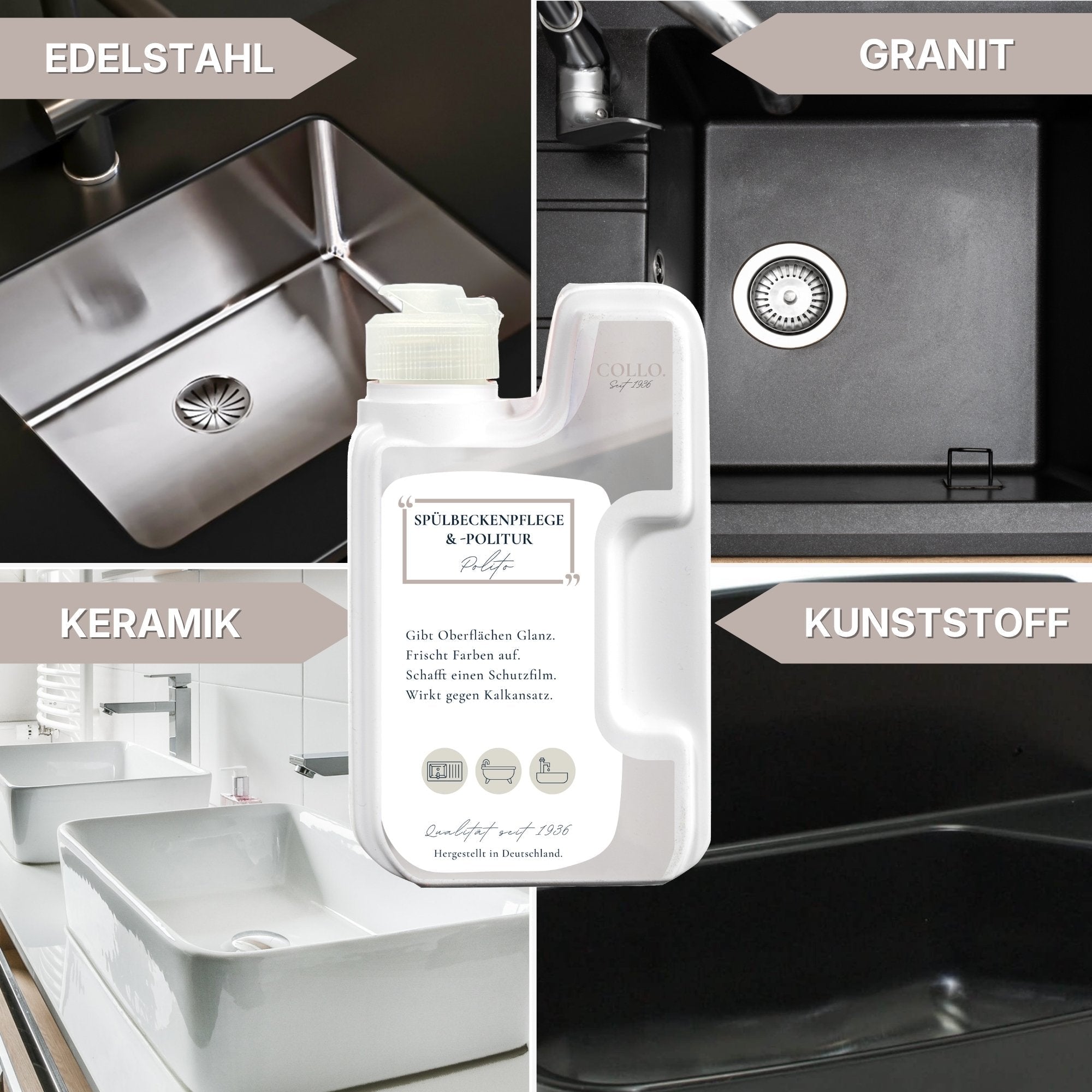 POLITO Granitspülen - Pflege & Versiegelung - für alle Materialien - 0062 - COLLO. simply clean.