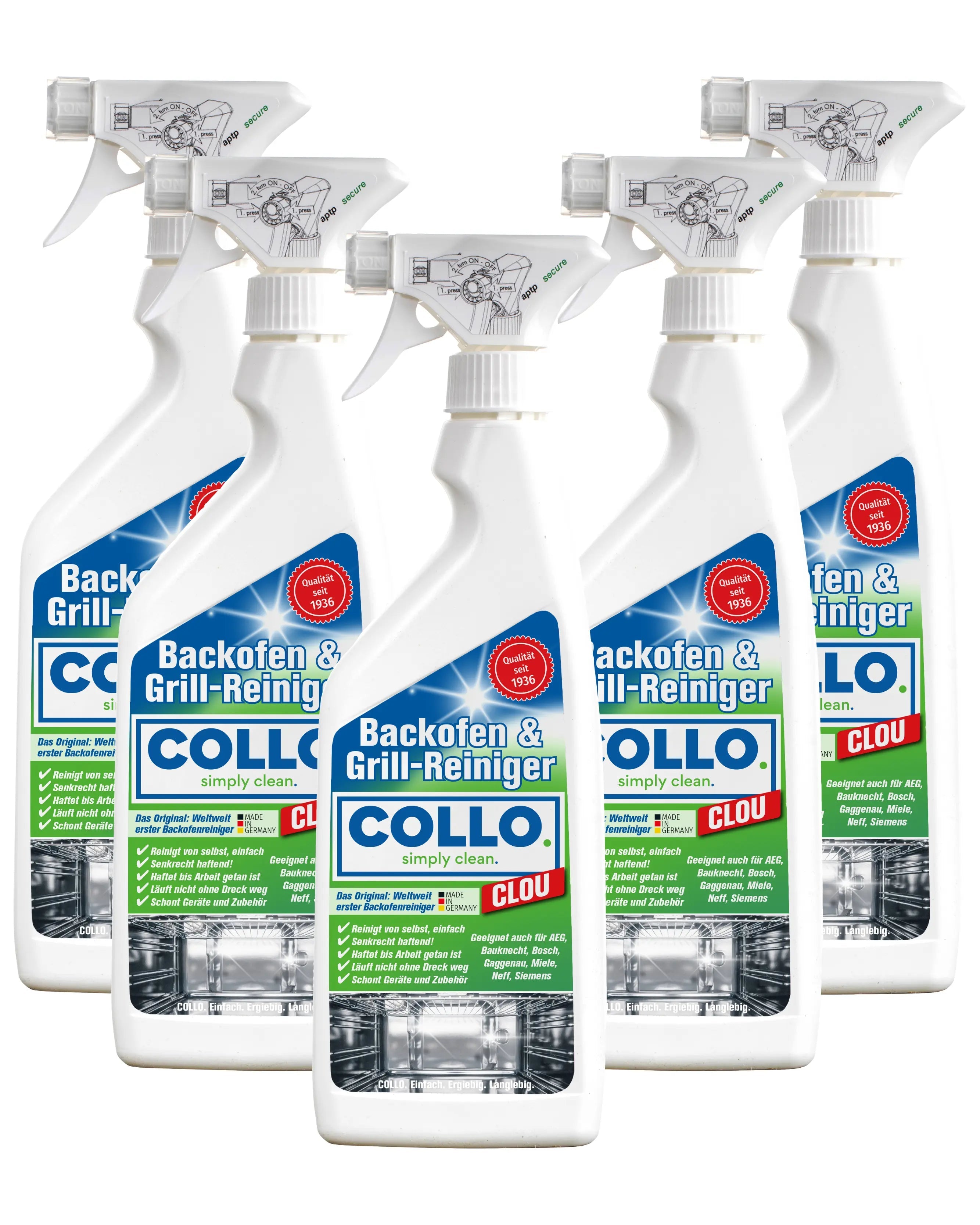 Vorteilsset: 5x Clou - Grill - und Backofen Reiniger - 0064.5 - COLLO. simply clean.