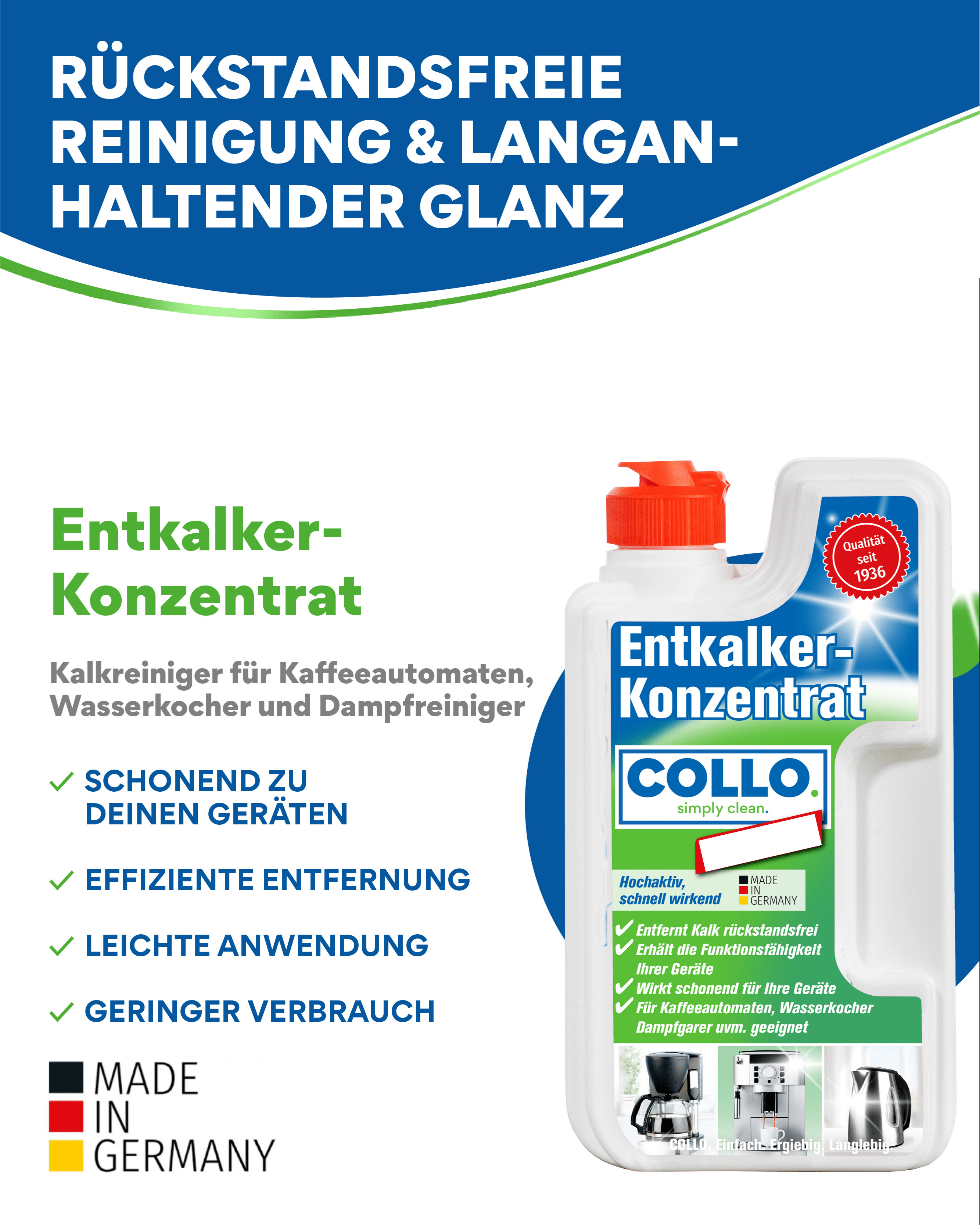 Vorteilsset: 5x Premium Entkalkerkonzentrat - 0170.5 - COLLO. simply clean.