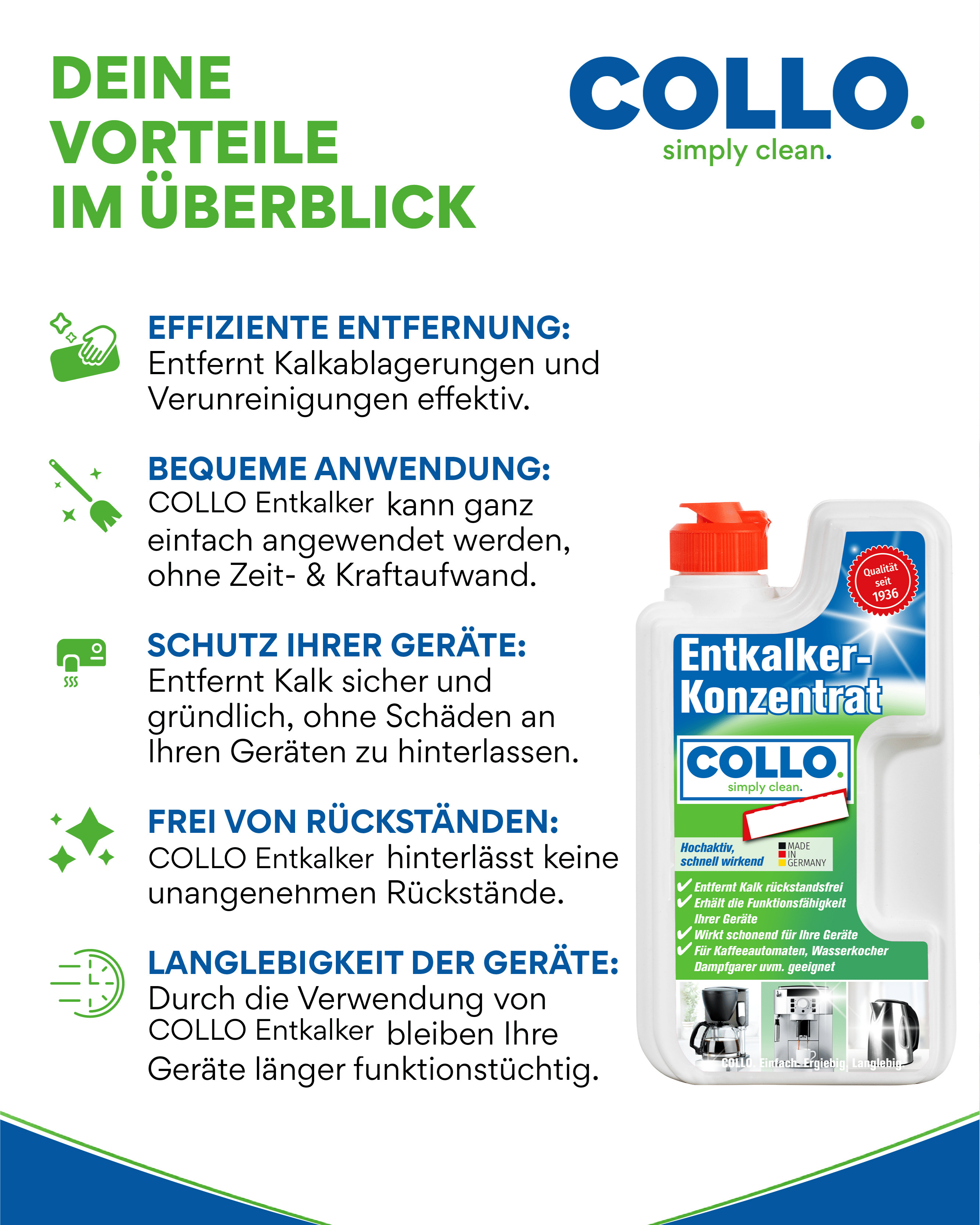 Vorteilsset: 5x Premium Entkalkerkonzentrat - 0170.5 - COLLO. simply clean.